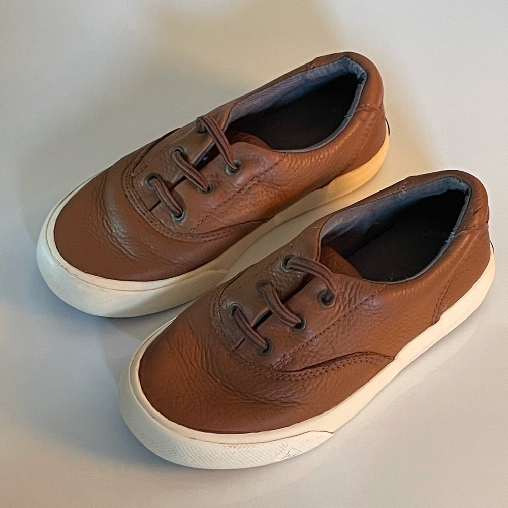 Boys Sperry Striper II Jr leather, brown, sz 11